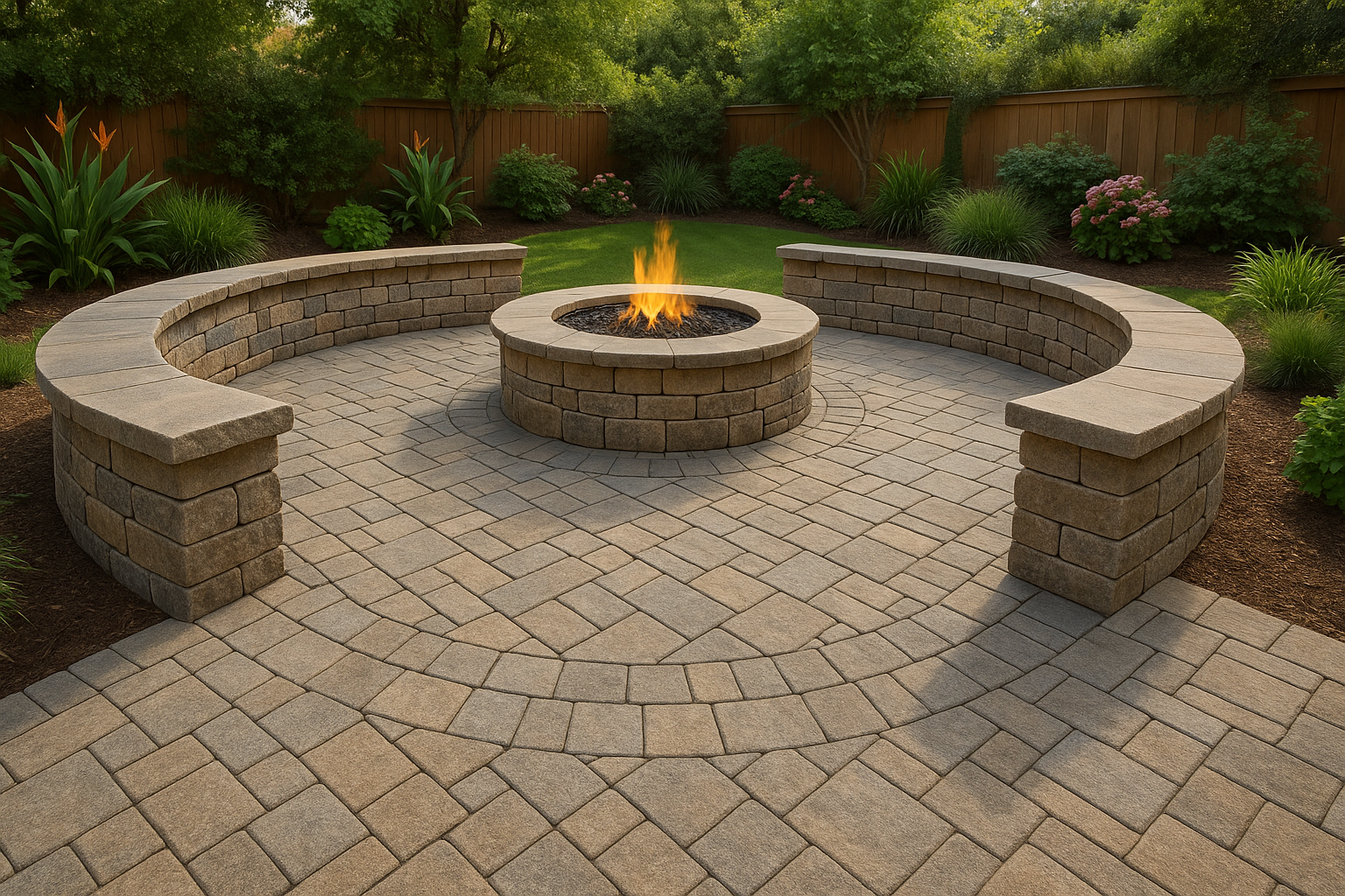 Stylish Curved Patio Paving